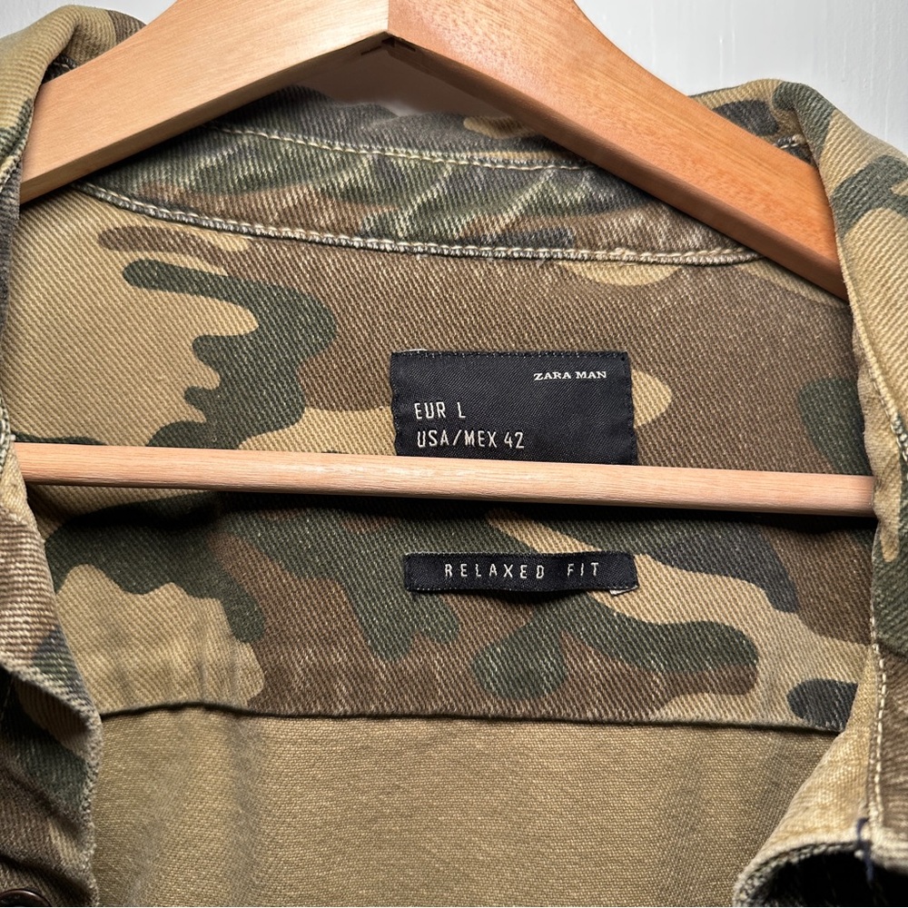Zara Men's Green Camouflage Shirt Jacket - Picture 3 of 4